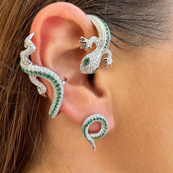 Single Statement Gecko Ear Jacket - Sterling Silver 925 NEW!!!